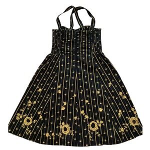 Anthropologie Moulinette Soeurs Dress Sz 6 Embroidered Floral Striped Fit‎ Flare